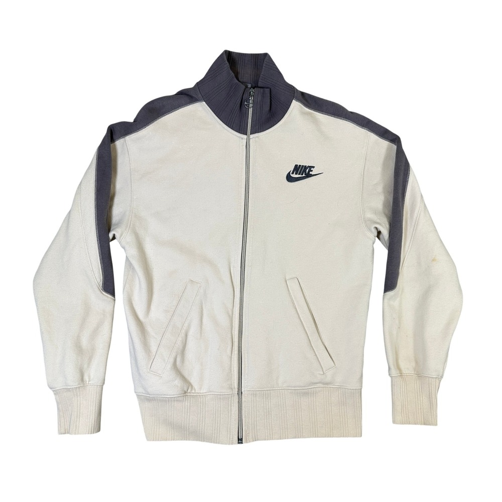 Nike Mens Full Zip Track Jacket Cream Grey Embroidered Logo RN56323 Size M